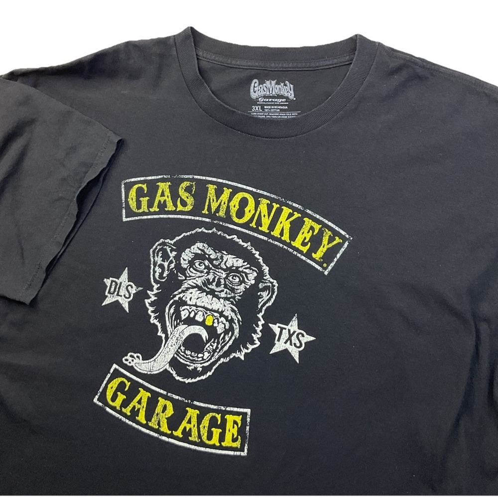 Gas Monkey Garage Mens 3XL Motorcycle Graphic T-Shirt Short Sleeve Black Crew‎